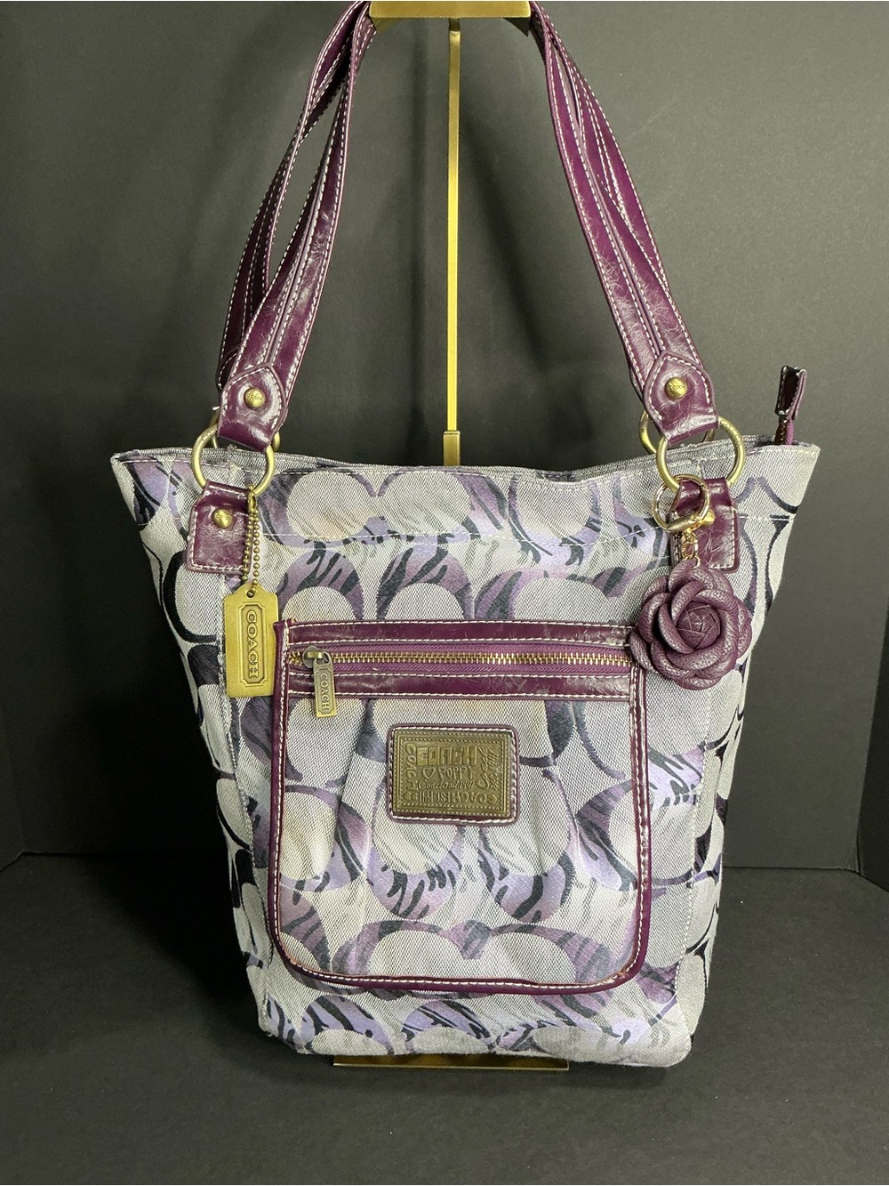 Coach Poppy Signature Print Tote Bag Vintage